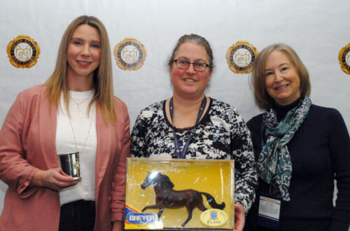 Lori Gmerek accepted the 2022 Flash Teamwork Award for Princess Fiona on behalf of owner Beth Walkowicz. Photo by Sarah Evers Conrad/United States Pony Clubs