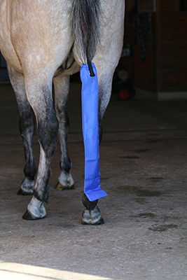 A tail wrapped up in a tail bag.