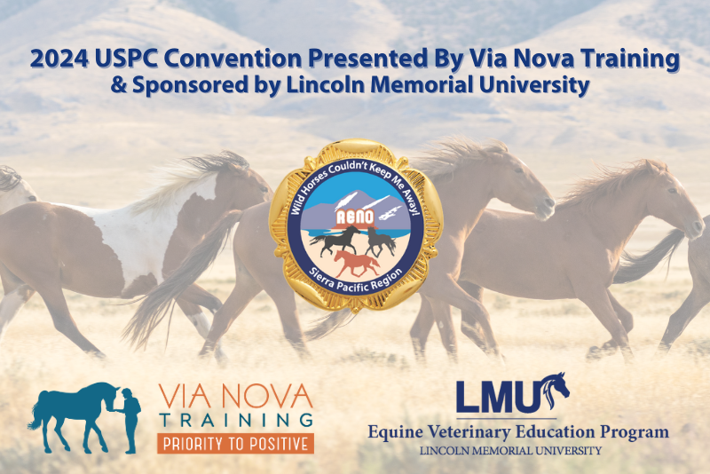 uspc 2024 convention graphic with event and sponsor logos and background image of wild horses running