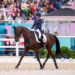 Liz Halliday and Nutcracker in the Eventing dressage phase at the 2024 Olympic Games.