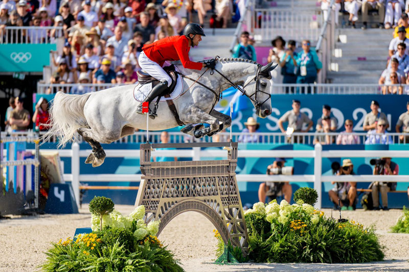 Christian Kukuk on Checker 47 for Germany won Individual Gold in the Jumping Final at the 2024 Olympic Games. Photo Courtesy International Equestrian Federation (FEI)