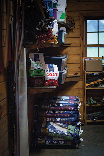 A horse feed room.